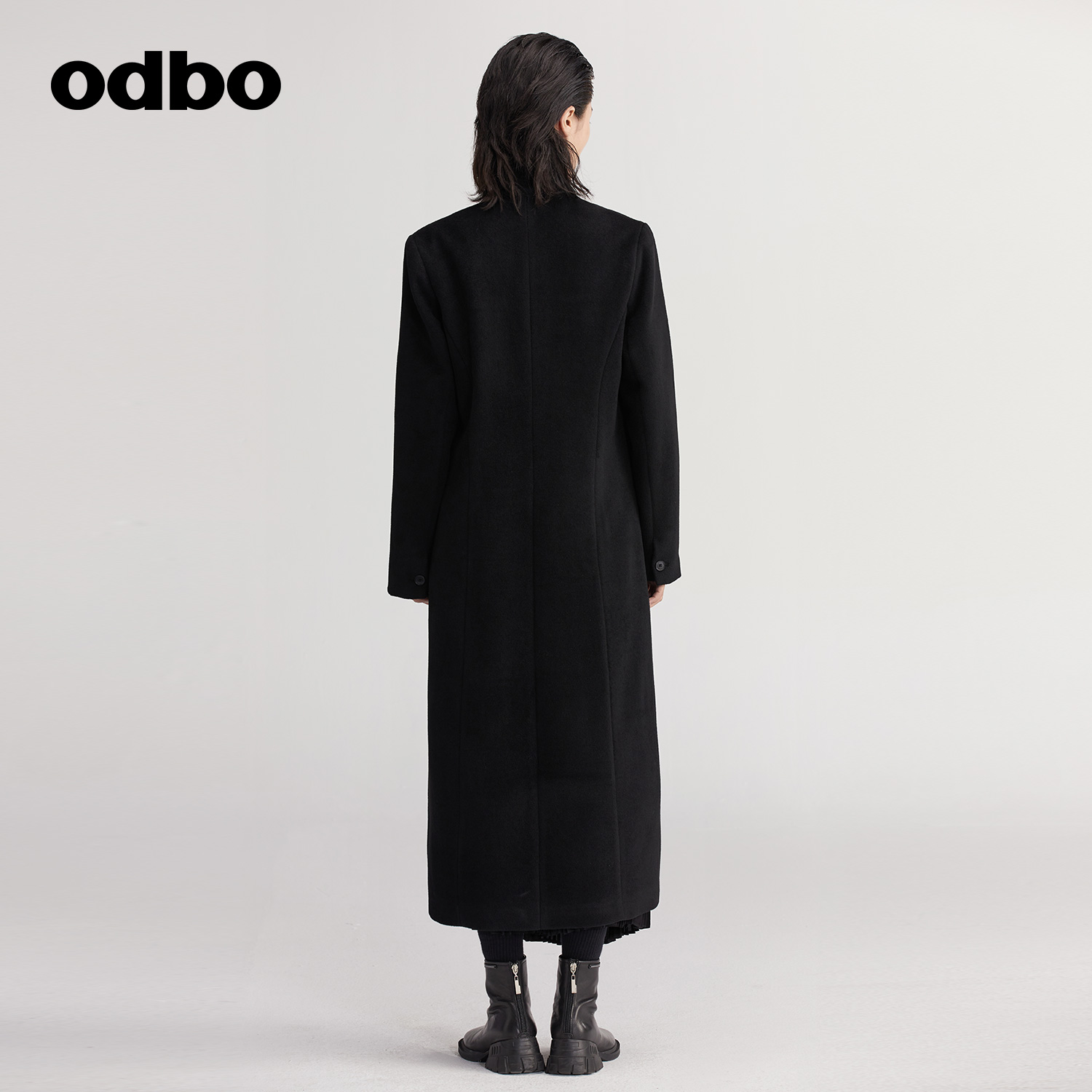 【商场同款】odbo/欧迪比欧羊毛呢大衣女冬季新款呢子外套