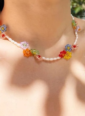 法牌同款keshi珍珠天鹅水晶项链