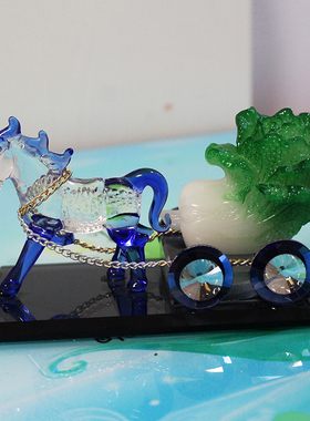 水晶元宝玻璃保平安招财车载摆件