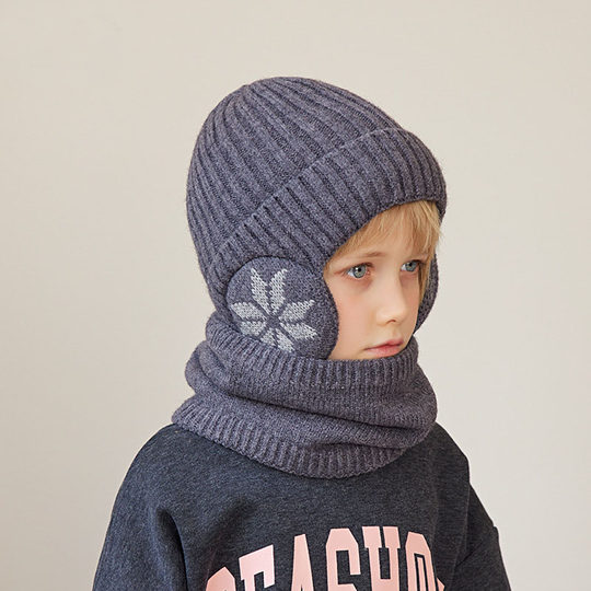 Children's hat and scarf two-piece set of knitted hats for boys and girls