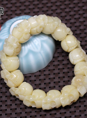 油润骆驼骨雕刻骷髅手串手链