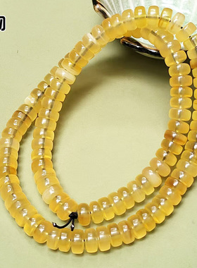 天然黄牛角雕刻药片隔片佛珠原色通透玉化108颗长串文玩珠串