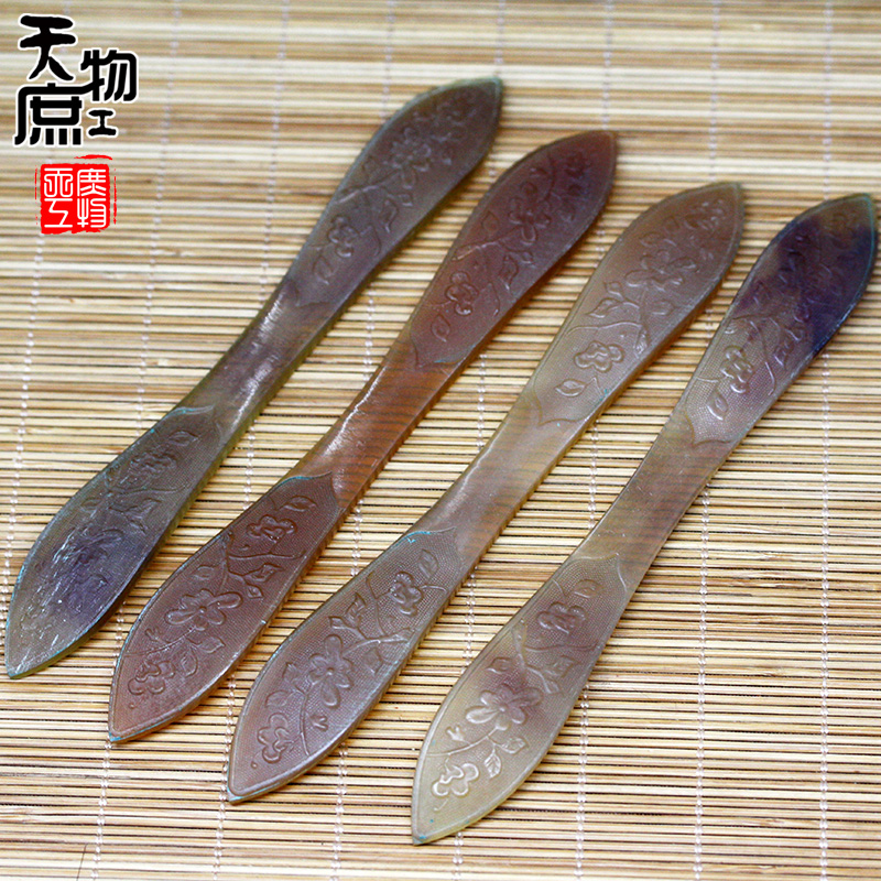 天然牛角雕刻梅花发簪原色仿古老簪子发饰配饰 - 图2