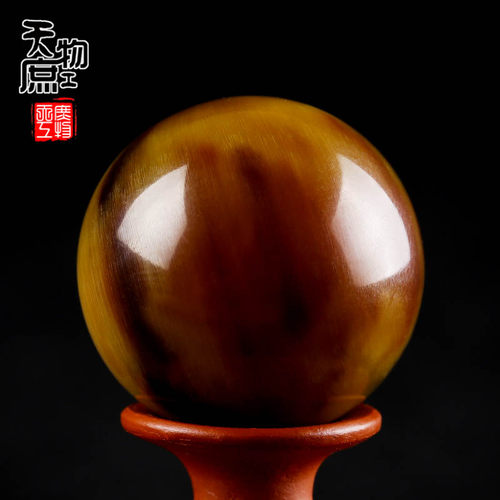 天然金丝牦牛角两通佛珠手串圆顶珠腰珠散珠星月菩提DIY饰品配件 - 图3