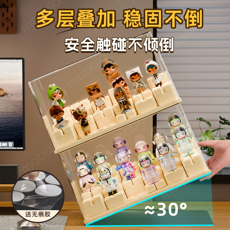 Figure storage box, blind box display stand, transparent acrylic dust-proof display cabinet, Bubble Mart model display box