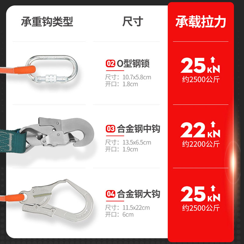 安全绳带挂钩安全带双钩连接绳户外高空作业耐磨防坠保险绳围杆带