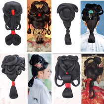 Hanfu bridal ancient dress wig one-piece haircut jade building spring gold morning same post back brain spoon Tangwind rear area Hair Bun