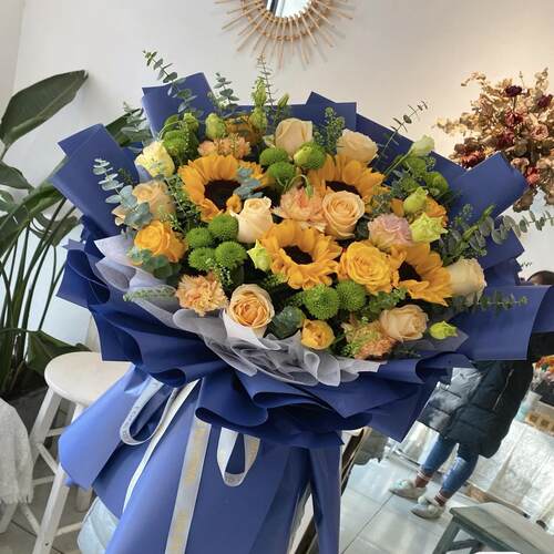 教师节杭州鲜花速递同城向日葵玫瑰花混搭花束生日订花店配送上门 - 图1