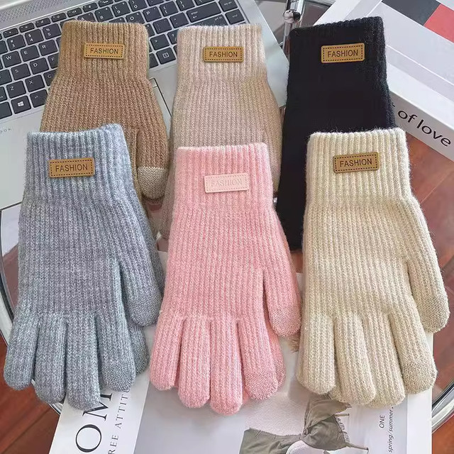 Touch screen cotton gloves winter warm plus velvet cold-proof gloves