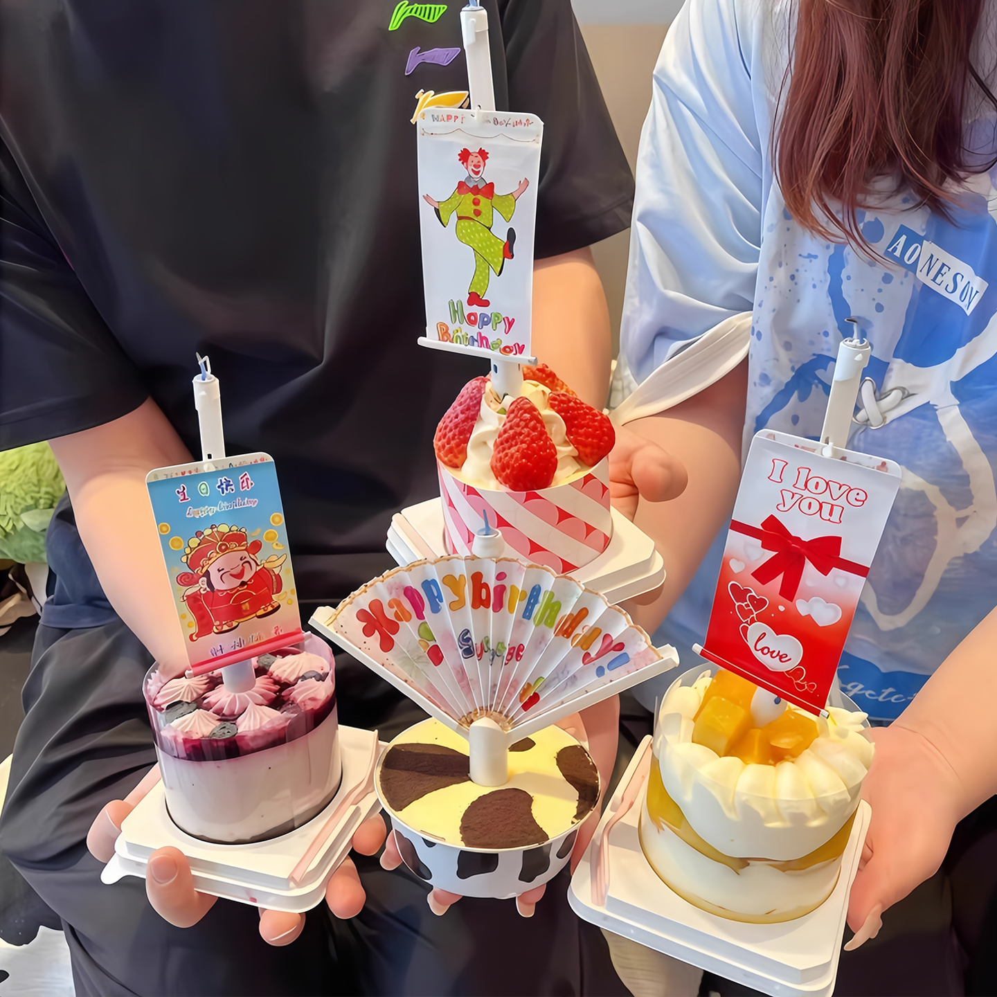 创意生日蜡烛扇形派对氛围感道具自动展开网红惊喜扇子祝福语装饰 - 图3