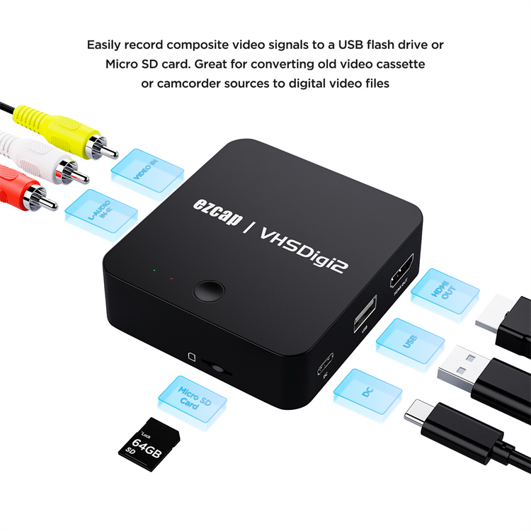 ezcap181 AV录制盒 模拟视频录制盒 一键转录VHS 磁带到MP4 CVBS - 图0