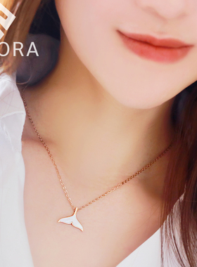 气质白色鱼尾项链女钛钢不掉色