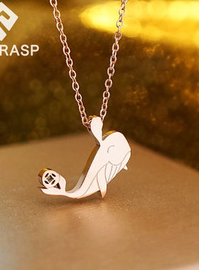 高级感彩金小鱼钛钢项链女不掉色