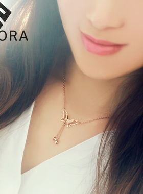 蝴蝶流苏项链女金属不掉色高级感