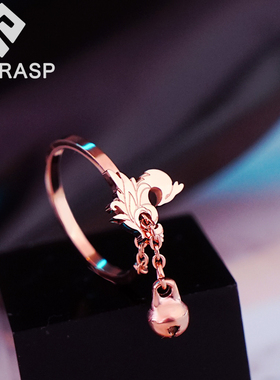 凤凰铃铛钛钢戒指女转运不掉色