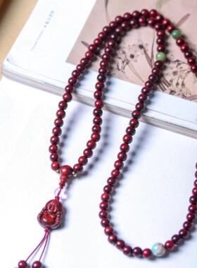 手串天然紫檀手链带吊坠