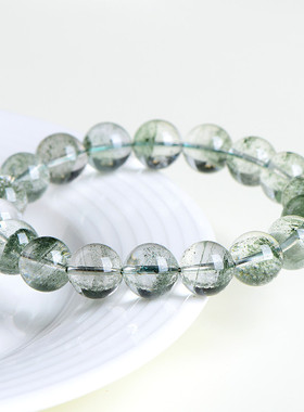 久雅水晶 天然绿幽灵手链 千层纱手串聚宝盆单圈手链  厂家直销