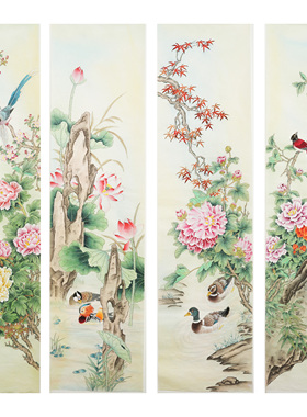 手绘精品工笔画淡雅梅兰竹菊