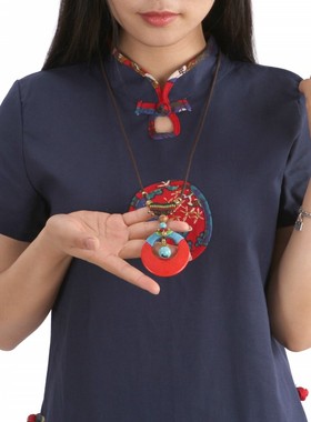 原创手工民族风长款高档毛衣链