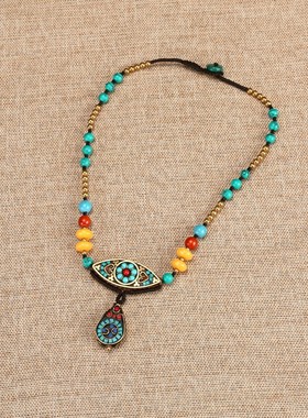 手工编织新中式藏式复古锁骨链