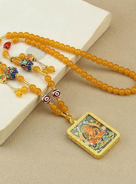 新中式复古民族风唐卡项链女
