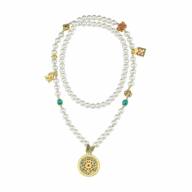 Pearl necklace women's new Chinese style long sweater chain