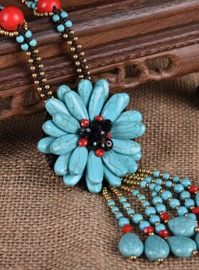 原创民族风长款云南文艺范连衣裙