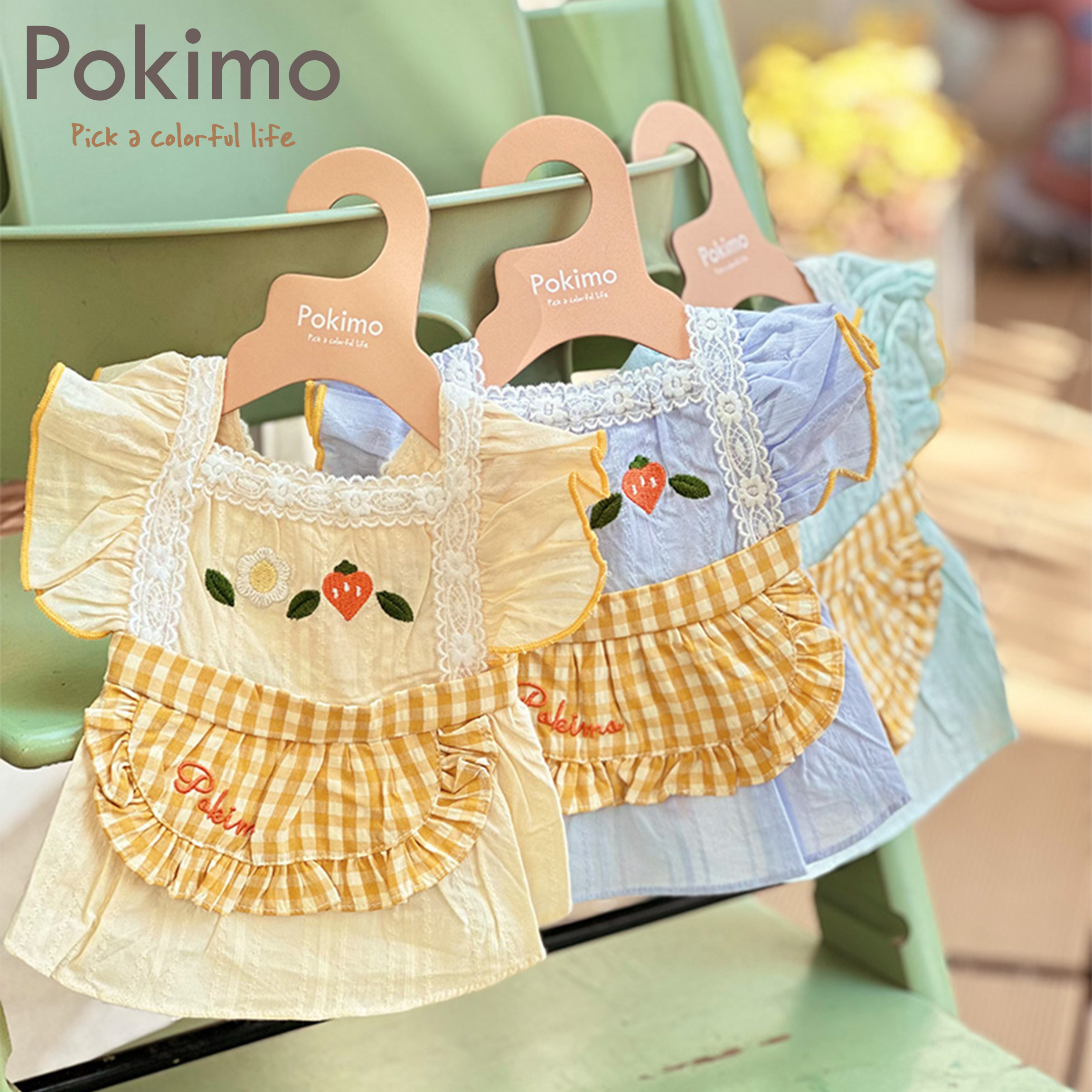 新品PokiMo夏季宠物连衣裙比熊博美马尔济斯围裙狗狗纯棉薄款衣服 - 图0