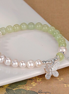 2024新款珍珠和田钰蝴蝶手链ins小众设计百搭流苏手串送闺蜜礼物