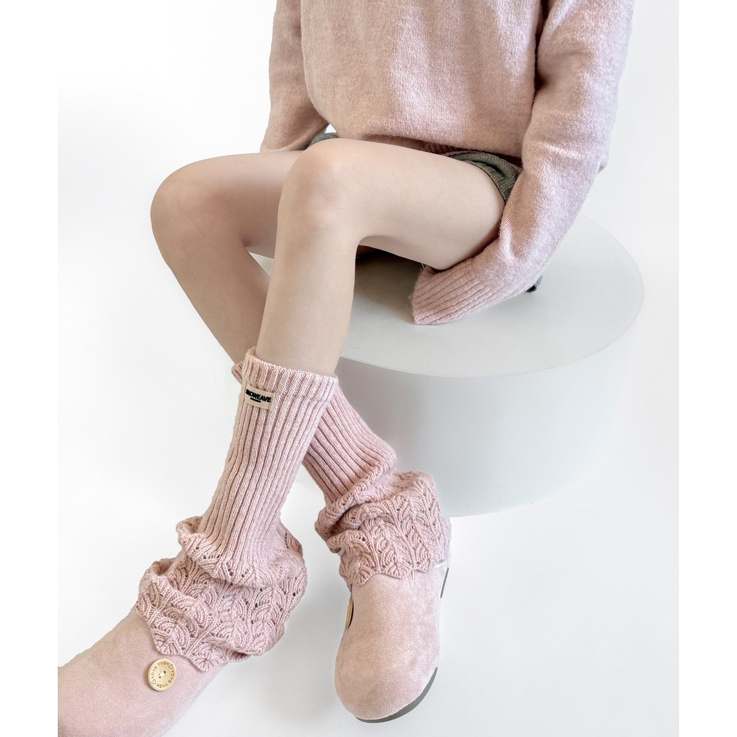 秋冬新品羊毛针织袜套开叉堆堆中筒叠穿保暖腿套ins韩系靴套,淘宝优惠券,粉丝福利购,淘宝优惠卷