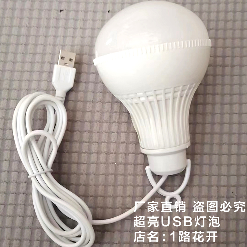 usb灯led节能灯野营户外应急强光移动电源充电宝5v灯泡带开关5w7W - 图2