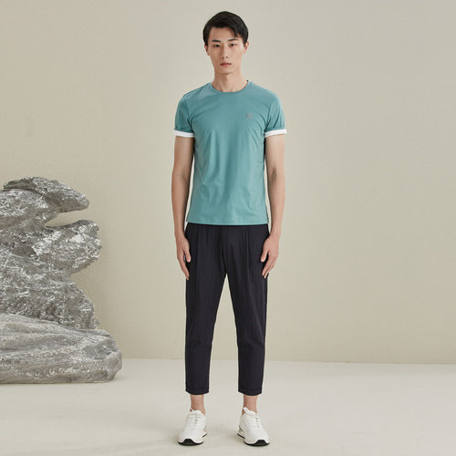 BONI/堡尼男士休闲短袖T恤夏季新品圆领纯棉男上衣LL243A64B - 图1