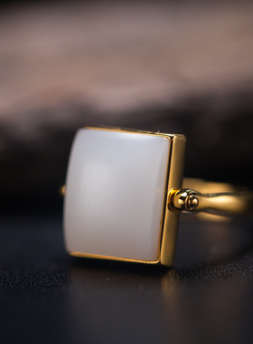 【和曦】和田玉18K黄金戒指项链挂坠两用款小众翻转戒已售可定制