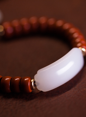 【平安如意】和田玉素面手牌平安如意锁本命年红手链手串手链