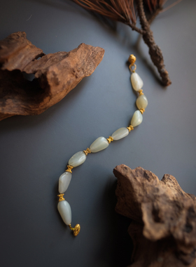 【玉串串】和田玉籽料原石18K金22k金手链手串