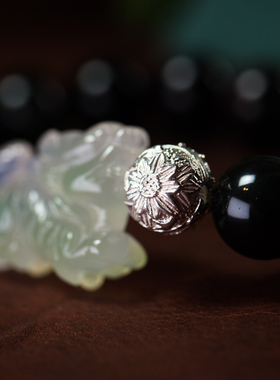 曜石玉髓本命年龙牌玛瑙男士手串