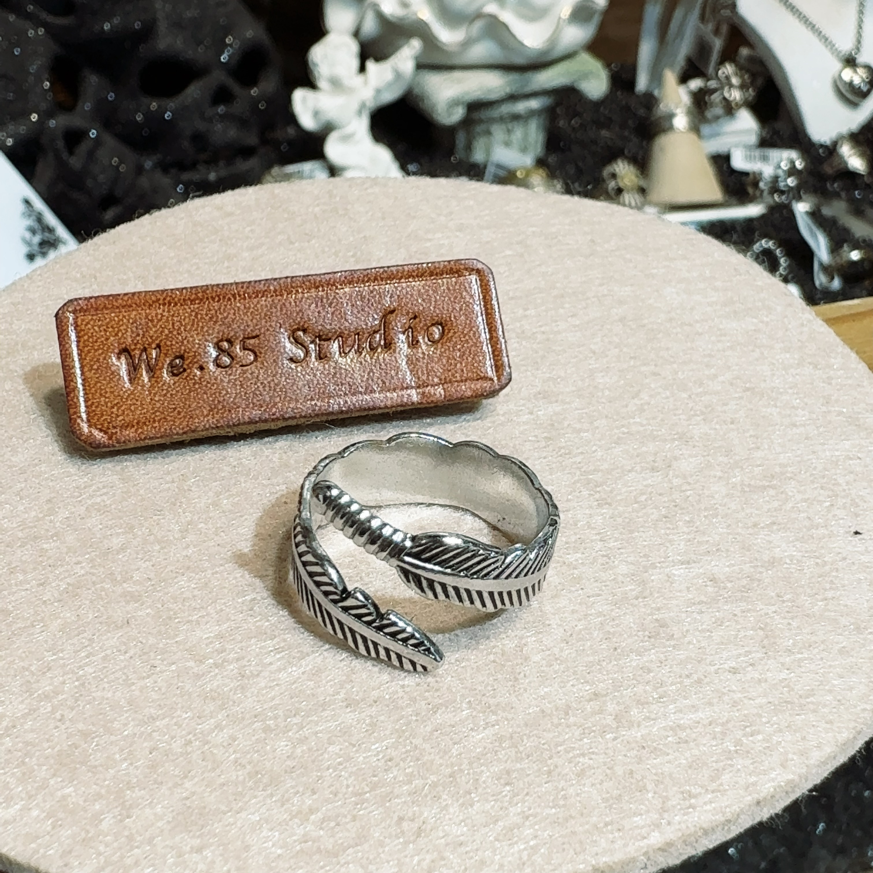 Retro Feather Ring Adjustable Simple Temperament Index Finger Couple Jewelry Ring Men and Women Pair of Rings