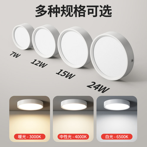 超薄明装筒灯圆形led家用吊顶灯玄关过道灯入户走廊客厅小吸顶灯 - 图0