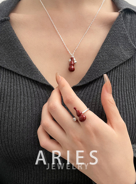 2025新款小众辣椒红葫芦纯银戒指