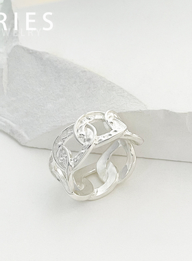 女s925纯银复古开口戒指