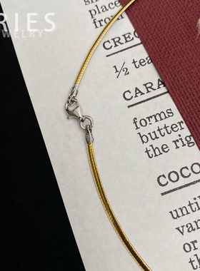 s925银欧美复古金色亮面蛇骨项链