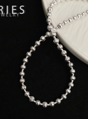 S925纯银车花工艺南瓜闪光珠项链