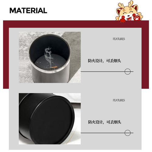 厨房垃圾桶家用客厅卧室简约轻奢大号卫生间无盖厕所酒店黑色筒 - 图3