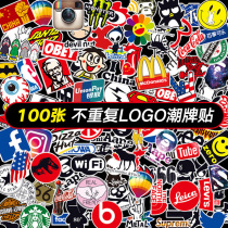 100 Tidal Card Logo Suitcases Stickers Waterproof European And European Brands Suitcase Personalities Laptop Stickers Deco for Guitar Skateboard Pull Bar carousel Decorative Painting for men and women electric car stickers