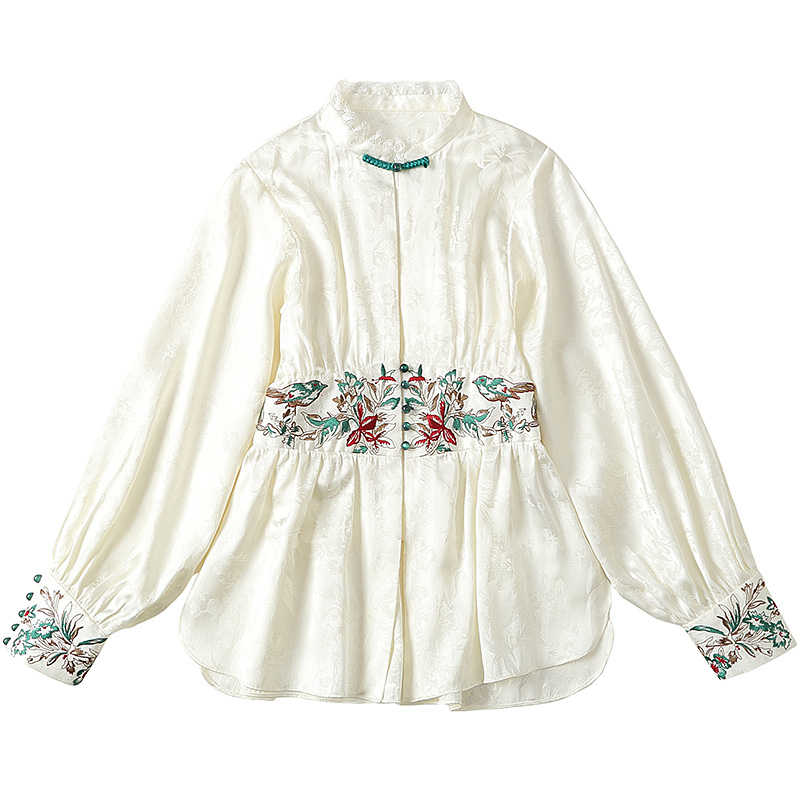 汉服衬衫女设计感小众年轻款旗袍小个子高级感国风唐装新中式上衣-图3