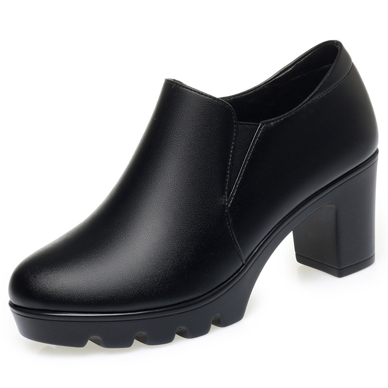 厚底高跟短靴2025年春秋新款圆头防水台不累脚高跟鞋百搭时尚深口,淘宝优惠券,粉丝福利购,淘宝优惠卷