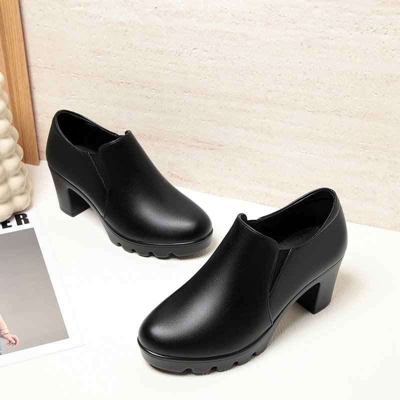 厚底高跟短靴2025年春秋新款圆头防水台不累脚高跟鞋百搭时尚深口,淘宝优惠券,粉丝福利购,淘宝优惠卷