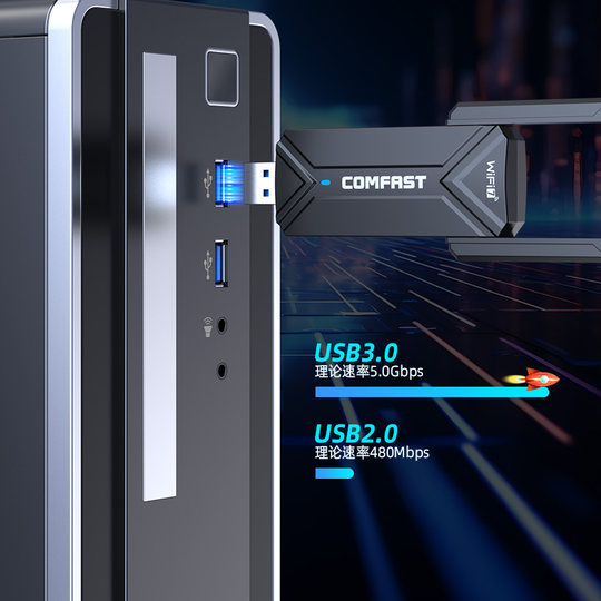 COMFAST usb无线网卡WiFi7免驱动三频千兆台式机笔记本WiFi接收器发射器6500M大功率电竞网卡 CF-983BE