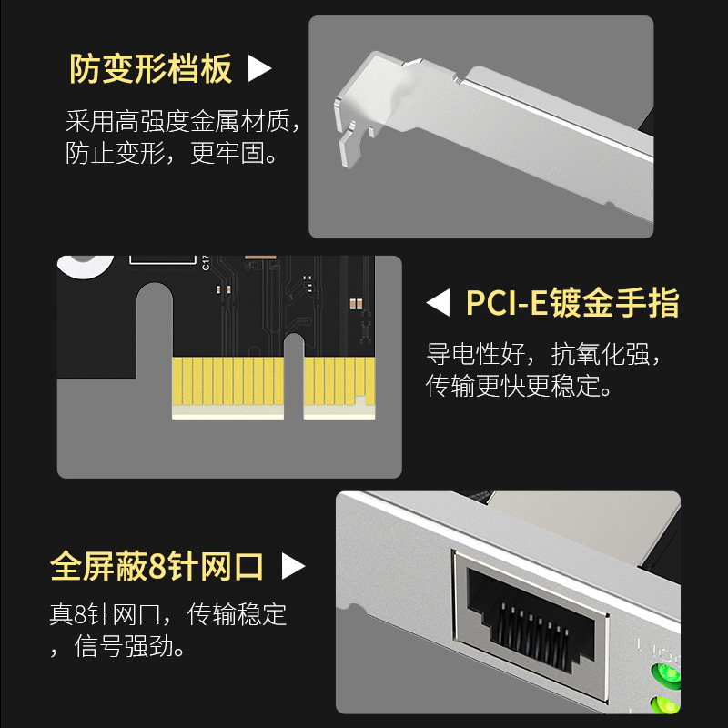 COMFAST 全新升级版P10 V2免驱台式机电脑千兆端口网卡内置PCI-E有线1000M/1G网卡高速传输接收器 - 图3