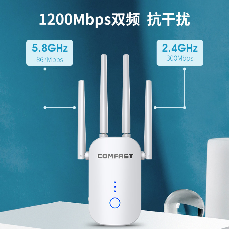 COMFAST CF-WR758AC双频1200M千兆WiFi信号扩大器无线路由器WIFI增强放大器家用5G穿墙远距离网络增强扩展器-图1